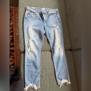 Distressed Women’s Mother Jeans faded, size 30